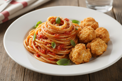 with small portion of fried chicken pop corn 